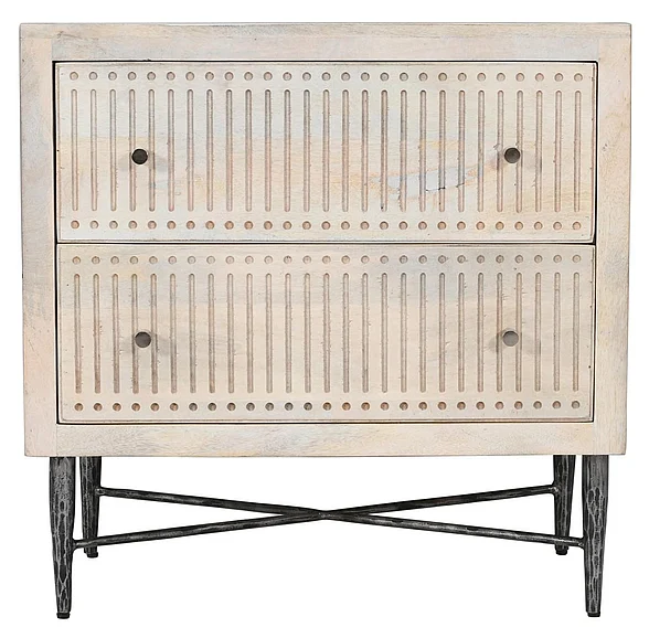 Moti Furniture Sarah 2-Drawer Nightstand Brushed Ivory