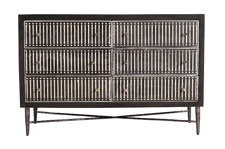 Moti Furniture Sarah 6-Drawer Dresser Antique Brown