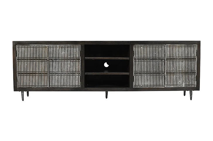 Moti Furniture Sarah 4-Door Media Cabinet in Antique Brown