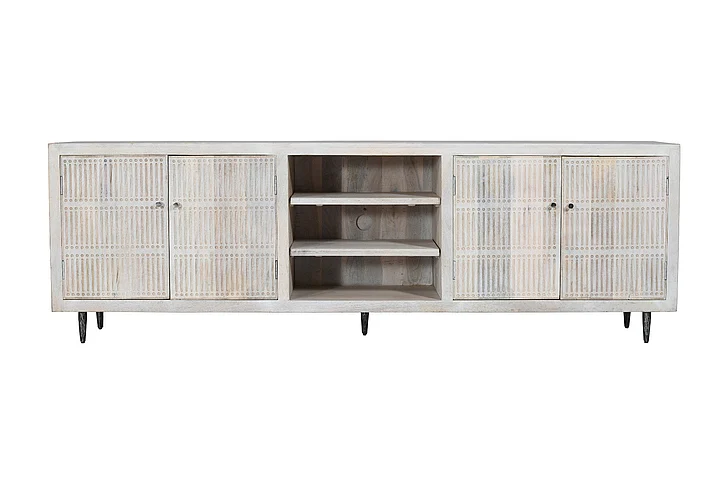 Moti Furniture Sarah 4-Door Media Cabinet Brushed in Ivory