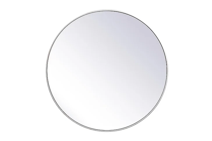 Elegant Metal Frame Round Mirror 39 In. in Silver MR4839S
