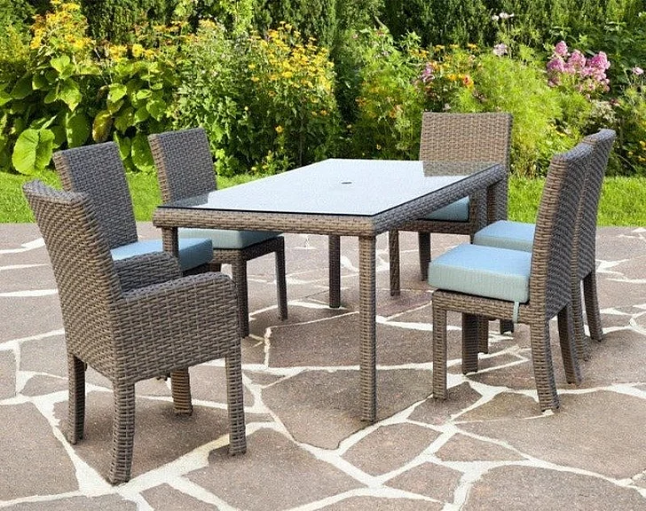 South Sea Outdoor Saint Tropez 7pc Rectangular Dining Room Set in Stone Frame