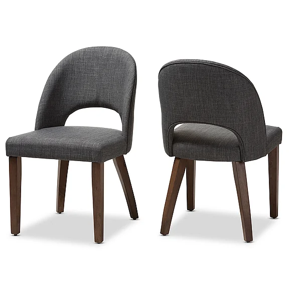 Baxton Studio Wesley Dark Grey Upholstered Dining Chair (Set of 2) 7944