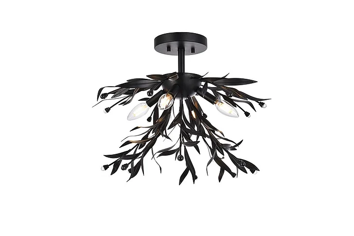Elegant Priscilla 18.5 In. Flush Mount in Black LD810F19BK CLOSEOUT