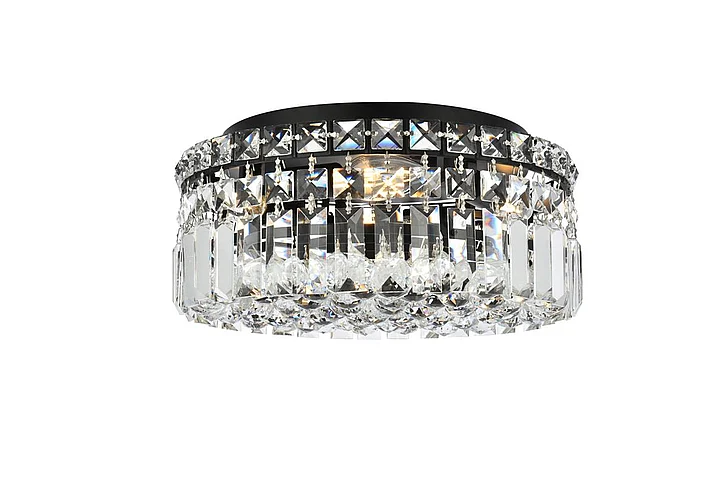 Elegant Maxime 12 In. Black Flush Mount V2030F12BK/RC