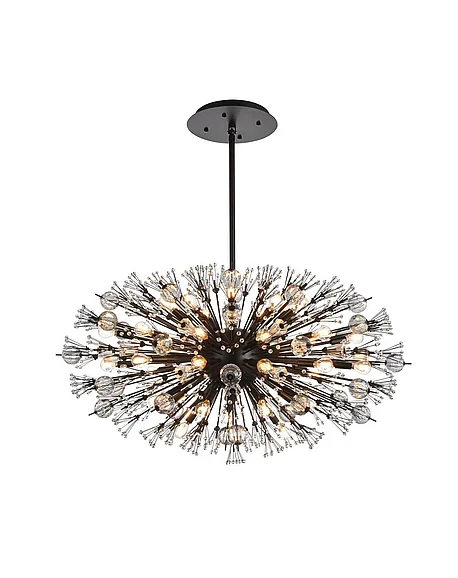 Elegant Vera 42 In. Crystal Starburst Oval Pendant in Black 2500D42BK