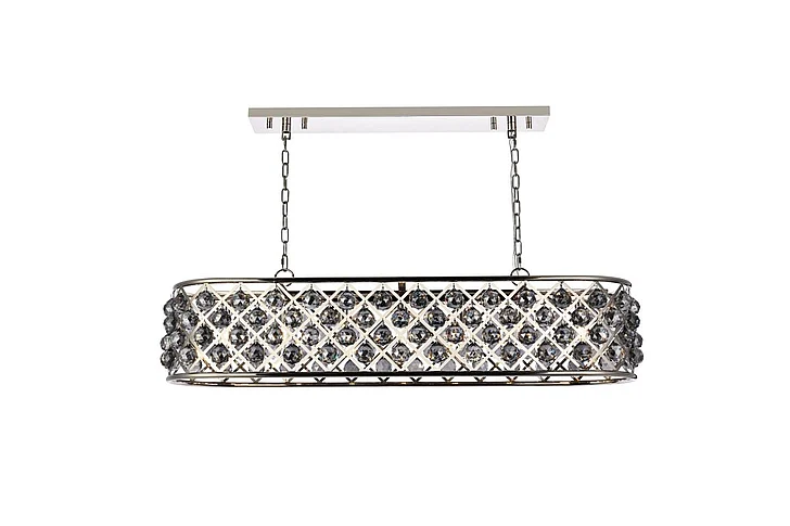 Elegant Madison 7 Light Polished Nickel Chandelier Silver Shade (Grey) Royal Cut Crystal 1216G50PN-SS/RC