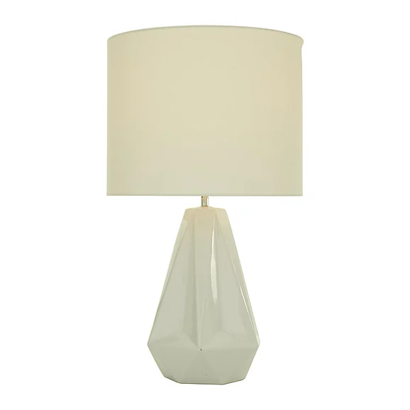 UMA CosmoLiving by Cosmopolitan White Ceramic Geometric Room Table Lamp, 15" x 15" x 26" | 79837 CLOSEOUT
