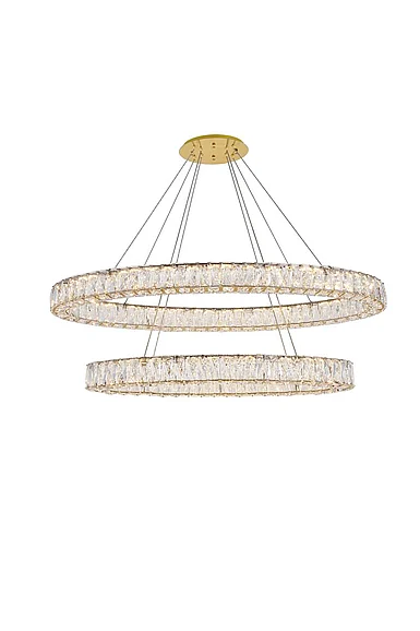 Elegant Monroe Integrated Led Light Gold Chandelier Clear Royal Cut Crystal 3503D48G
