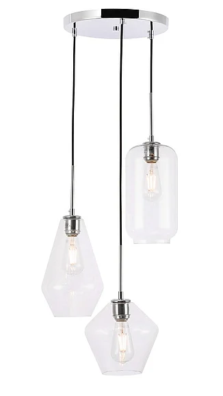 Elegant Gene 3 Light Chrome and Clear Glass Pendant LD2268C