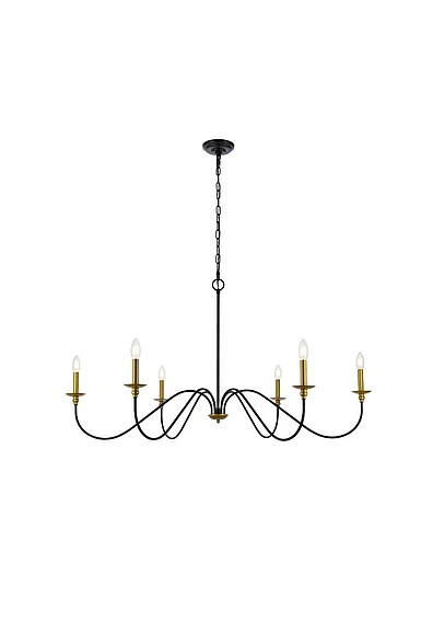 Elegant Rohan 48 In. Chandelier in Matte Black and Brass LD5056D48BRB