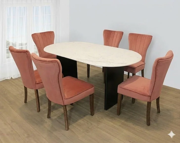 Moti Furniture Terra 72 Inch 7pc Oval Dining Set in White and Black