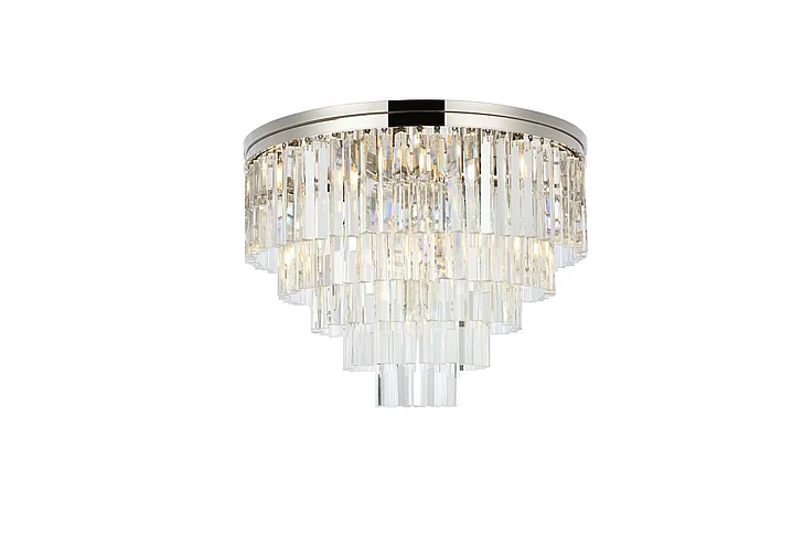 Elegant Sydney 17 Light Polished Nickel Flush Mount Clear Royal Cut Crystal 1201F32PN/RC