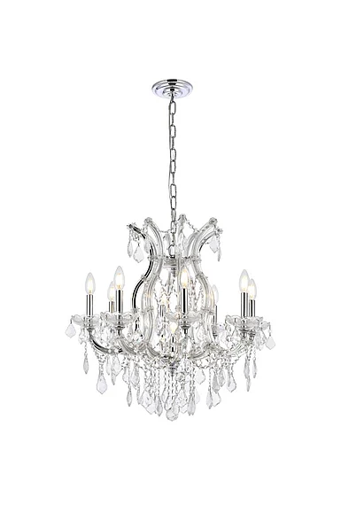 Elegant Maria Theresa 9 Light Chrome Chandelier Clear Royal Cut Crystal 2800D26C/RC