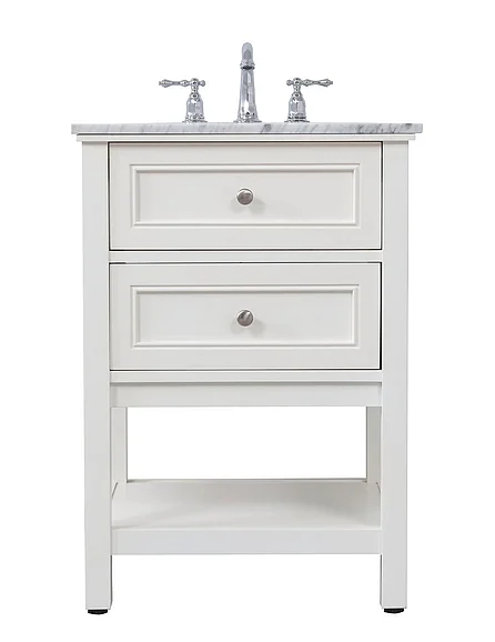Elegant 24 In. Single Bathroom Vanity Set in White VF27024WH