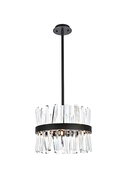 Elegant Serephina 16 In. Crystal Round Pendant Light in Black 6200D16BK
