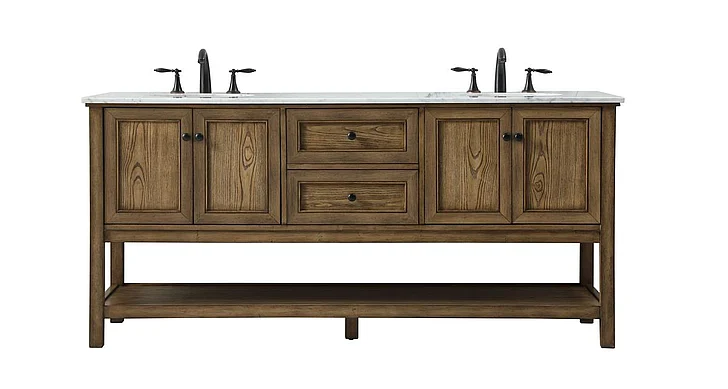 Elegant 72 In. Double Bathroom Vanity in Driftwood VF27072DDW