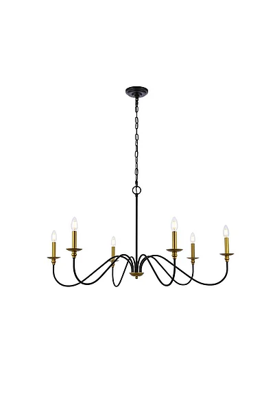 Elegant Rohan 42 In. Chandelier in Matte Black and Brass LD5056D42BRB