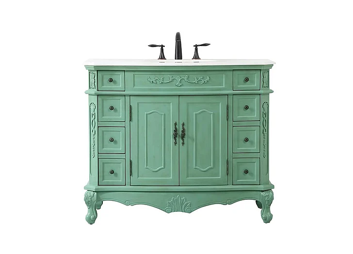 Elegant 42 In. Single Bathroom Vanity in Vintage Mint VF10142VM