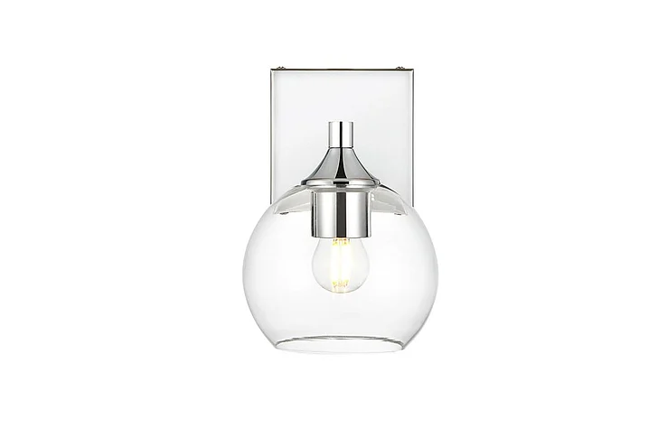 Elegant Foster 1 Light Chrome and Clear Bath Sconce LD7308W6CH