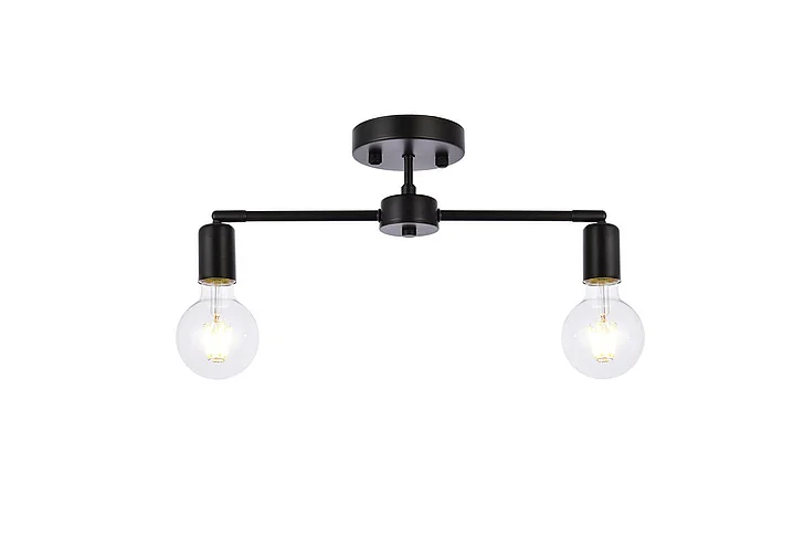 Elegant Zane 2 Lights Black Flush Mount LD2348BK