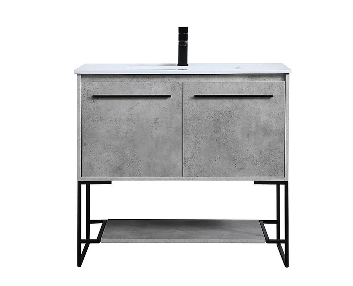 Elegant 36 In. Single Bathroom Vanity in Concrete Grey VF42036CG CLOSEOUT