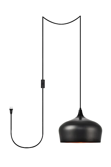 Elegant Nora 1 Light Black Plug-In Pendant LDPG2003