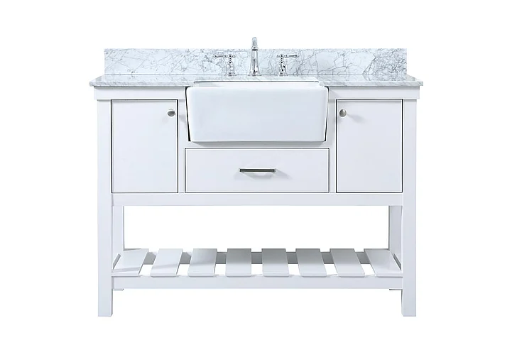 Elegant 48 In. Single Bathroom Vanity in White with Backsplash VF60148WH-BS