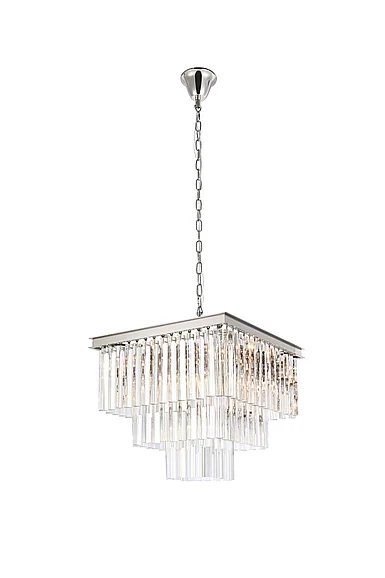 Elegant Sydney 21.5 In. Square Crystal Chandelier in Polished Nickel 1201S22PN/RC