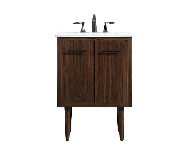 Elegant 24 In. Single Bathroom Vanity in Walnut VF48024MWT CLOSEOUT