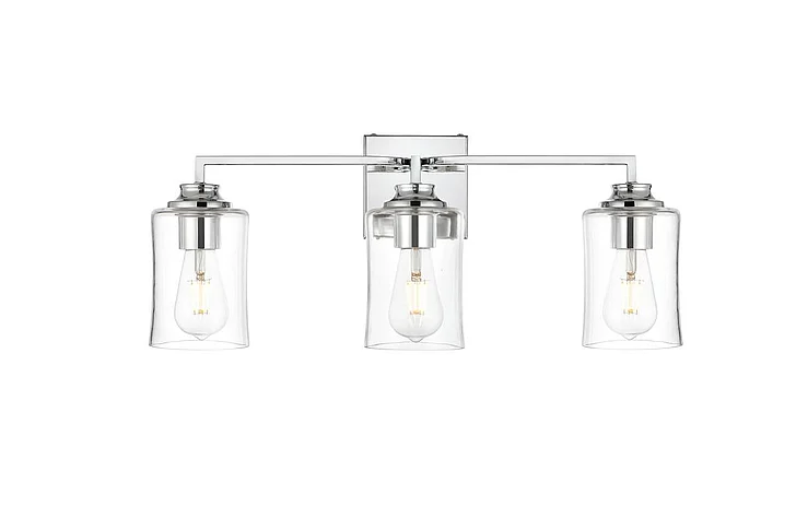 Elegant Ronnie 3 Light Chrome and Clear Bath Sconce LD7314W23CH CLOSEOUT