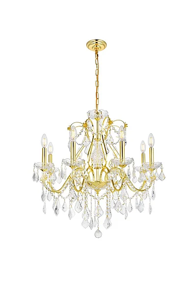 Elegant St. Francis 8 Light Gold Chandelier Clear Royal Cut Crystal V2015D26G/RC