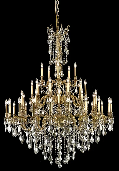 Elegant Rosalia 45 Light French Gold Chandelier Golden Teak (Smoky) Royal Cut Crystal 9245G54FG-GT/RC