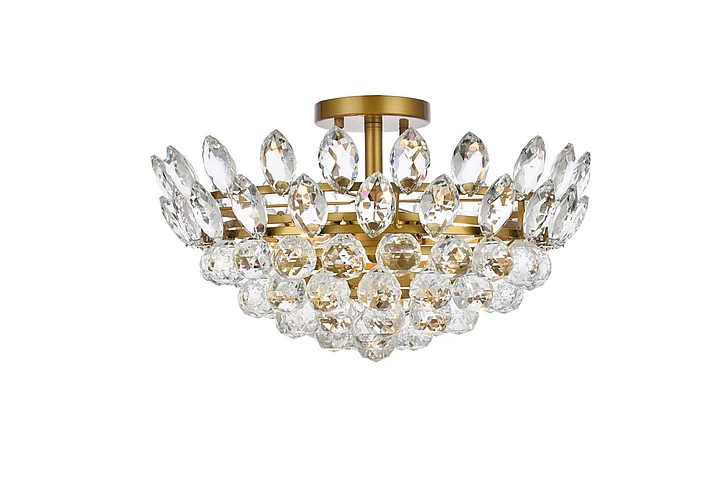 Elegant Emilia 18 In. Flush Mount in Brass 1105F18BR CLOSEOUT