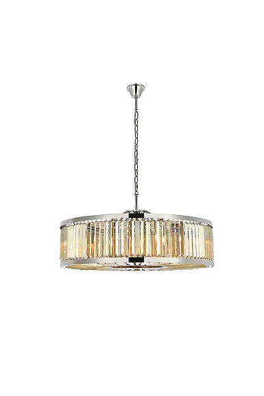 Elegant Chelsea 10 Light Polished Nickel Chandelier Golden Teak (Smoky) Royal Cut Crystal 1233G43PN-GT/RC
