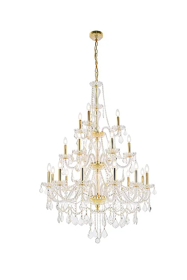 Elegant Giselle 21 Light Gold Chandelier Clear Royal Cut Crystal V7890G38G/RC