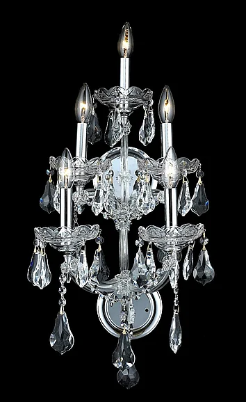 Elegant Maria Theresa 5 Light Chrome Wall Sconce Clear Royal Cut Crystal 2801W5C/RC