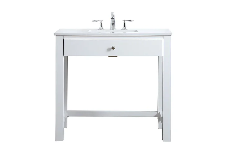 Elegant 36 In. Ada Compliant Bathroom Vanity in White VF14836WH