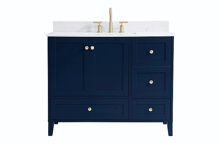 Elegant 42 In. Single Bathroom Vanity in Blue with Backsplash VF18042BL-BS