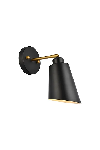 Elegant Halycon 5 In. Black and Brass Wall Sconce LD2354BK