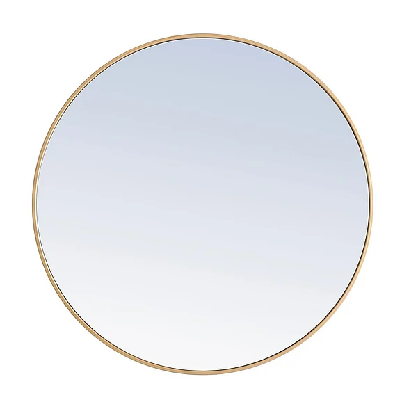 Elegant Metal Frame Round Mirror 36 In. Brass Finish MR4042BR