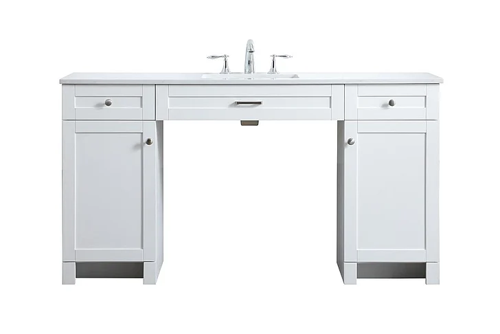 Elegant 60 In. Ada Compliant Bathroom Vanity in White VF14960WH