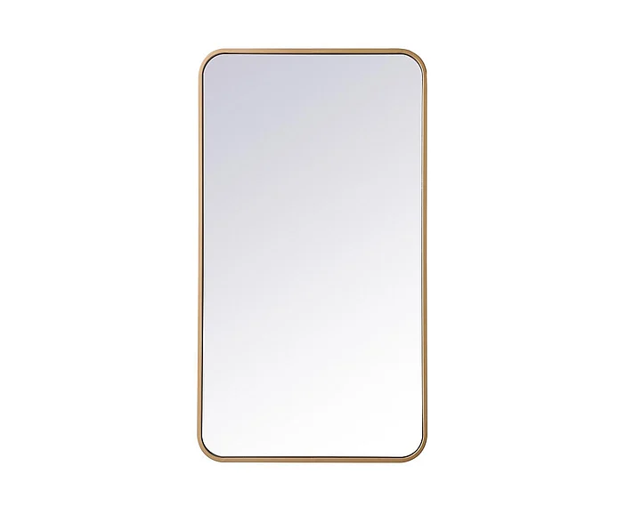 Elegant Soft Corner Metal Rectangular Mirror 20X36 In. in Brass MR802036BR