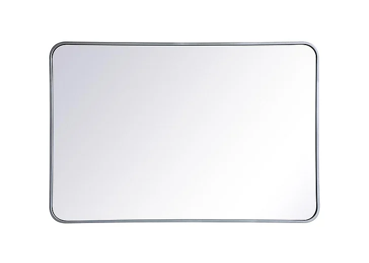 Elegant Soft Corner Metal Rectangular Mirror 27X40 In. in Silver MR802740S