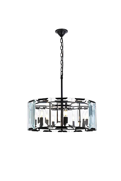 Elegant Monaco 6 Light Flat Black (Matte) Chandelier Clear Glass Crystal 1211D26FB
