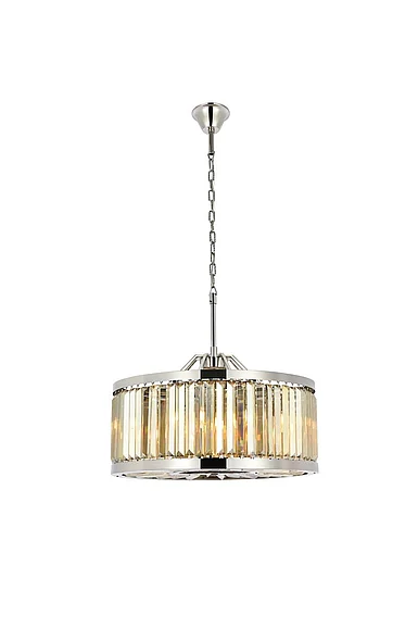 Elegant Chelsea 8 Light Polished Nickel Chandelier Golden Teak (Smoky) Royal Cut Crystal 1233D28PN-GT/RC