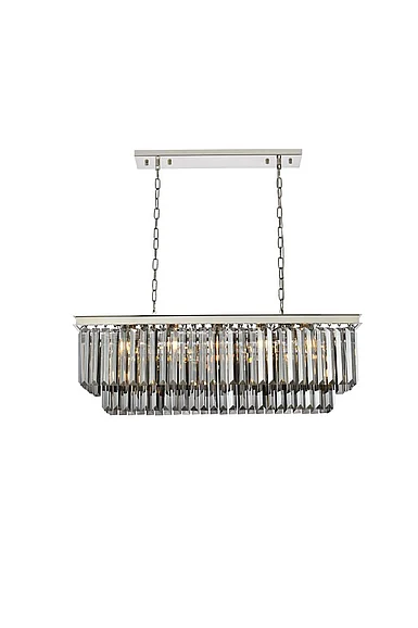 Elegant Sydney 12 Light Polished Nickel Chandelier Silver Shade (Grey) Royal Cut Crystal 1232D40PN-SS/RC