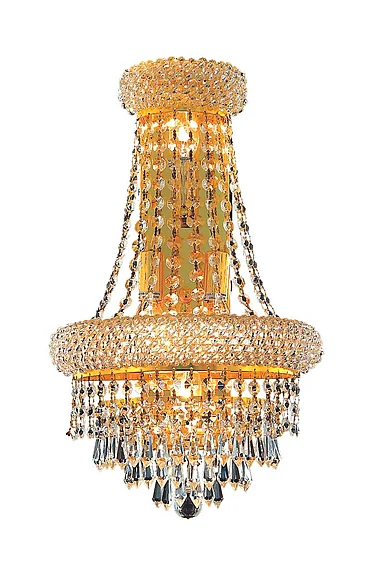 Elegant Primo 4 Light Gold Wall Sconce Clear Royal Cut Crystal V1802W12SG/RC