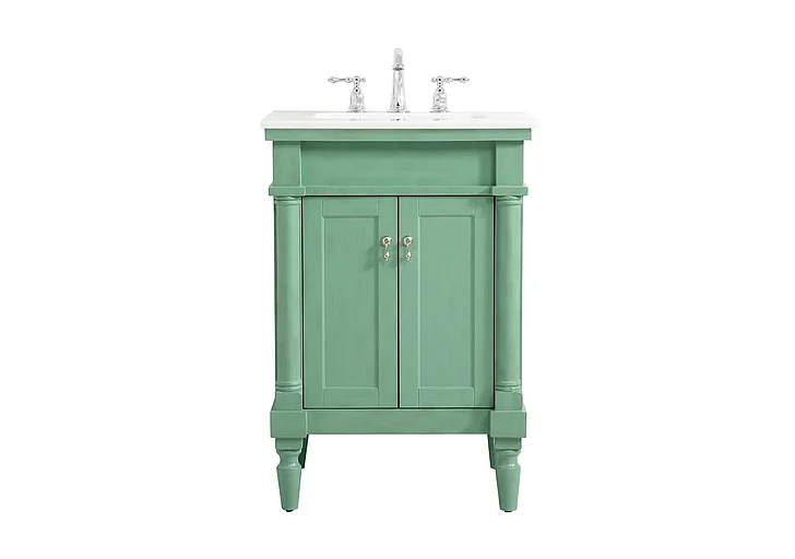 Elegant 24 In. Single Bathroom Vanity in Vintage Mint VF13024VM