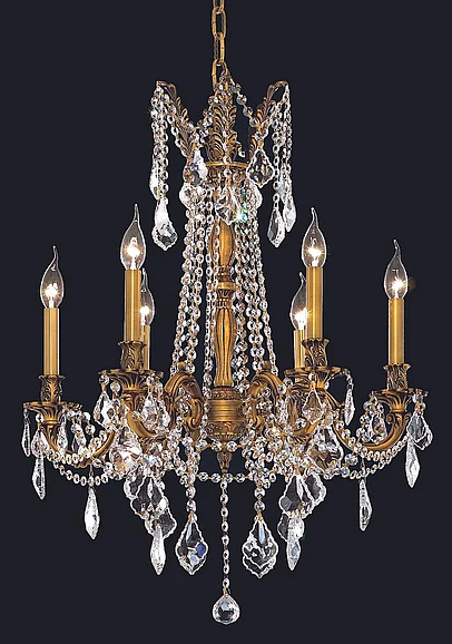 Elegant Rosalia 6 Light French Gold Chandelier Clear Royal Cut Crystal 9206D23FG/RC
